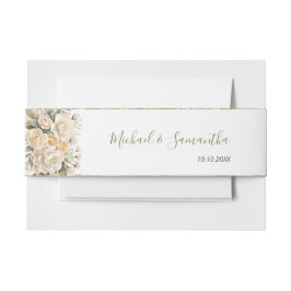 Elegante Pearl White und Elvory Rose Wedding Einladungsbanderole