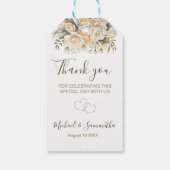 Elegante Pearl White und Elvory Rose Wedding Geschenkanhänger (Rückseite)