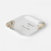 Elegante Pearl White und Elvory Rose Wedding Pappteller (Gewinkelt)