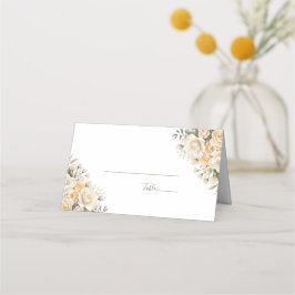 Elegante Pearl White und Elvory Rose Wedding Platzkarte