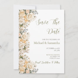 Elegante Pearl White und Elvory Rose Wedding Save The Date