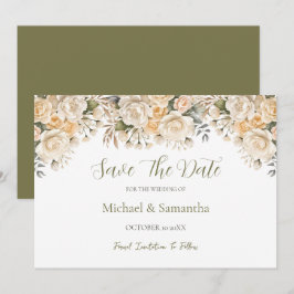 Elegante Pearl White und Elvory Rose Wedding Save The Date