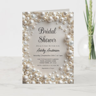 Elegante Pearls Bridal Dusche Einladung