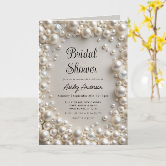 Elegante Pearls Bridal Dusche Einladung (Gelbe Blume)