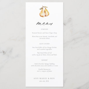 Elegante Pears Calligraphy Wedding Menu Menükarte