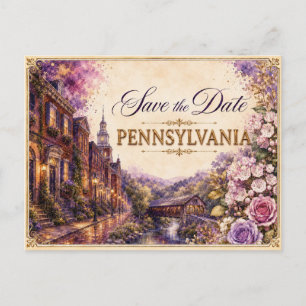 Elegante Pennsylvania Save-the-Date-Hochzeits-Einl Postkarte
