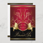Elegante Pensionierung Party Einladung Red Gold &  (Vorne/Hinten)