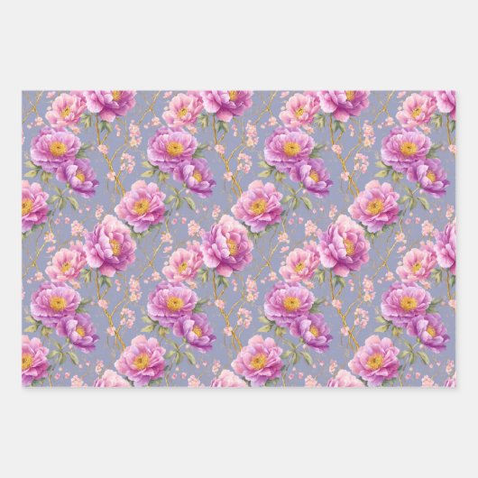 Elegante Peonies Blumengeschenk Geschenkpapier Set (Vorderseite 3)