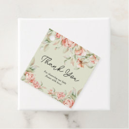 Elegante Peonies Blumengrün Babydusche Geschenkanhänger