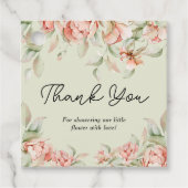 Elegante Peonies Blumengrün Babydusche Geschenkanhänger (Vorderseite)