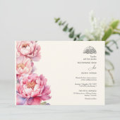 Elegante Peonies blumenmuslimische Nikah Einladung (Stehend Vorderseite)