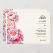 Elegante Peonies blumenmuslimische Nikah Einladung (Vorne/Hinten)