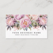 Elegante Peonies Business Card Visitenkarte (Vorderseite)
