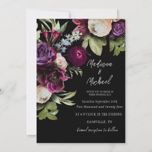 Elegante Peonies Hochzeit Einladung (Vorderseite)