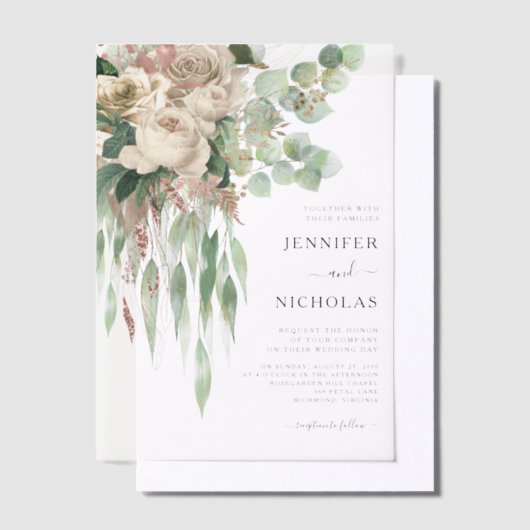 Elegante Peonies Hochzeit Pergament Einladungen (Versetzt)