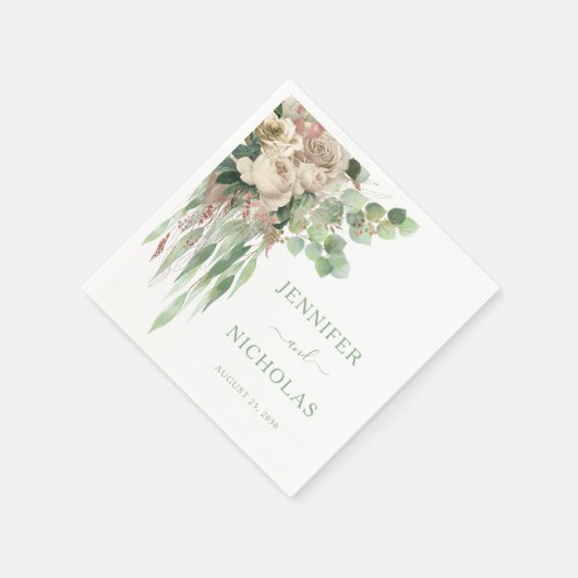 Elegante Peonies Hochzeit Serviette (Ecke)