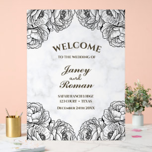 Elegante Peonies Moderne und minimalistische Hochz Acrylschild