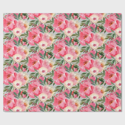 Elegante Peonies on Gray Geschenkpapier (Flach)