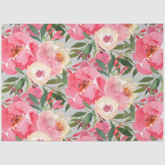 Elegante Peonies on Gray Seidenpapier (Vorderseite)