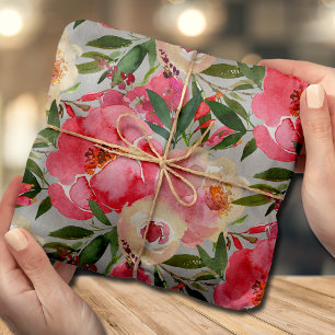 Elegante Peonies on Gray Seidenpapier