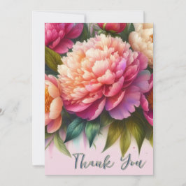 Elegante Peonies Pink Floral Geschenk Dankeskarte