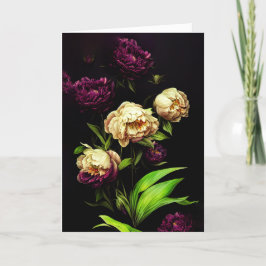 Elegante Peonies & Rose Faltkarte Dankeskarte