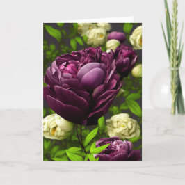 Elegante Peonies & Rose Faltkarte Dankeskarte
