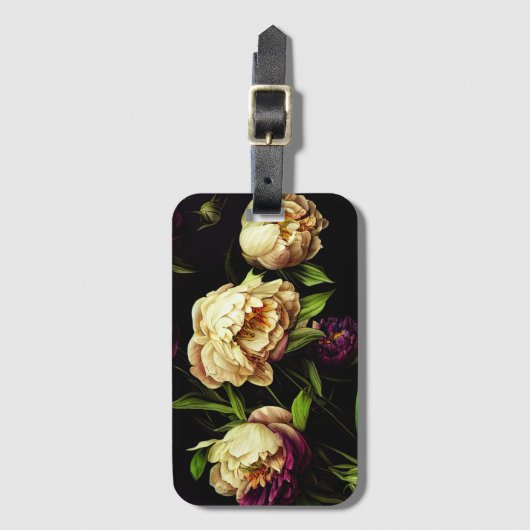 Elegante Peonies & Rose Gepäckanhänger (Vorderseite Vertikal)
