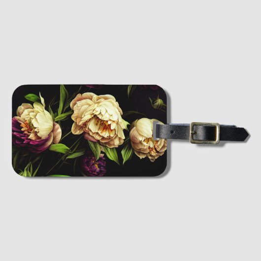 Elegante Peonies & Rose Gepäckanhänger (Vorderseite (Horizontal))