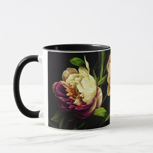 Elegante Peonies & Rose Kaffee Tasse (Links)