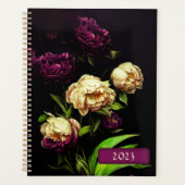 Elegante Peonies & Rose Spiral Bound Planer (Vorderseite)
