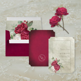 Elegante Peonies Sage Green Watercolor Hochzeit Einladung