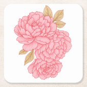 Elegante Peonies - sanft rosa Blumendarstellung Rechteckiger Pappuntersetzer (Vorderseite)