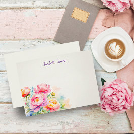 Elegante Peonies Watercolor Floral Note Card Mitteilungskarte
