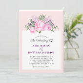 Elegante Peonies Watercolor | Hochzeit Einladung (Stehend Vorderseite)
