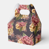 Elegante Peony-Blume auf Lila Brown Geschenkschachtel (Rückseite)