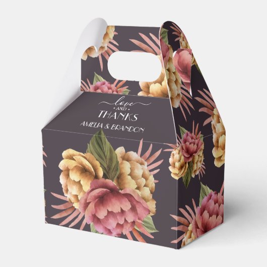 Elegante Peony-Blume auf Lila Brown Geschenkschachtel (Vorderseite)