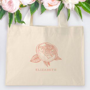 Elegante Peony Blume Bridesmaid Gift Mini Stoffbeutel