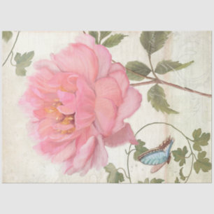 Elegante Peony Blume Butterfly Ephemera Decoupage  Seidenpapier