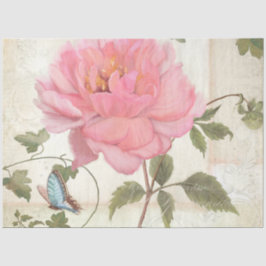 Elegante Peony Blume Butterfly Ephemera Decoupage Seidenpapier