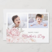 Elegante Peony Blume Erster Muttertag 2 Fotos Karte (Vorderseite)