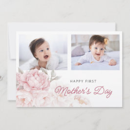 Elegante Peony Blume Erster Muttertag 2 Fotos Karte