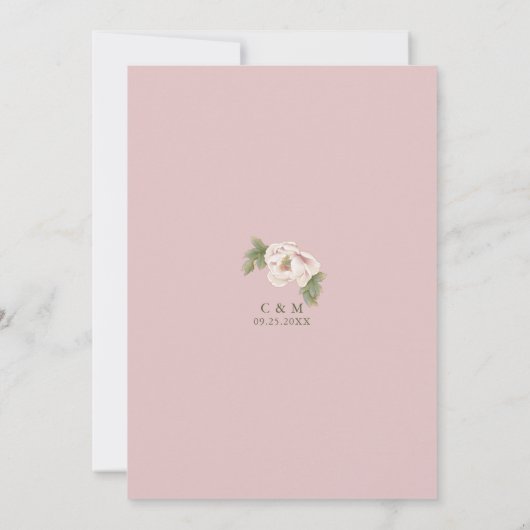 Elegante Peony Blush Pink Wedding Save the Date (Rückseite)