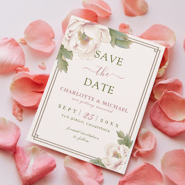Elegante Peony Blush Pink Wedding Save the Date