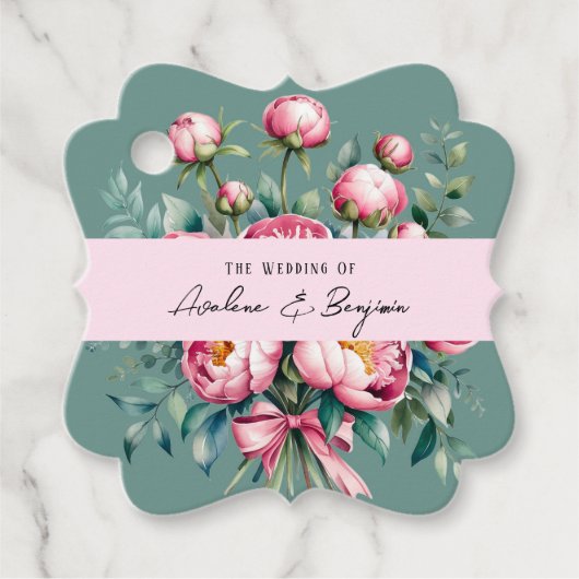 Elegante Peony Bouquet Geschenkanhänger (Vorderseite)