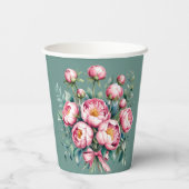 Elegante Peony Bouquet Pappbecher (Rückseite)