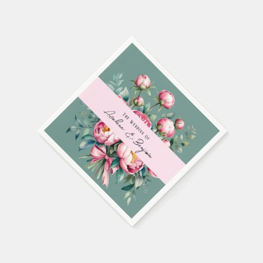 Elegante Peony Bouquet Serviette (Ecke)