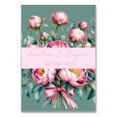 Elegante Peony Bouquet Tischnummer (Rückseite)