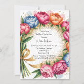 Elegante Peony Bouquet Wedding Celebration Einladung (Vorderseite)