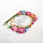 Elegante Peony Bouquet Wedding Celebration Folieneinladung (Gedreht)